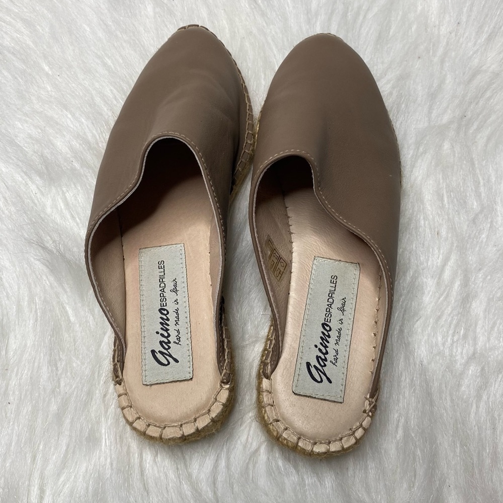 Gaimo Espadrilles Leather Almond Toe Mules Sandals Size EU37 US 6.5 - Picture 5 of 10